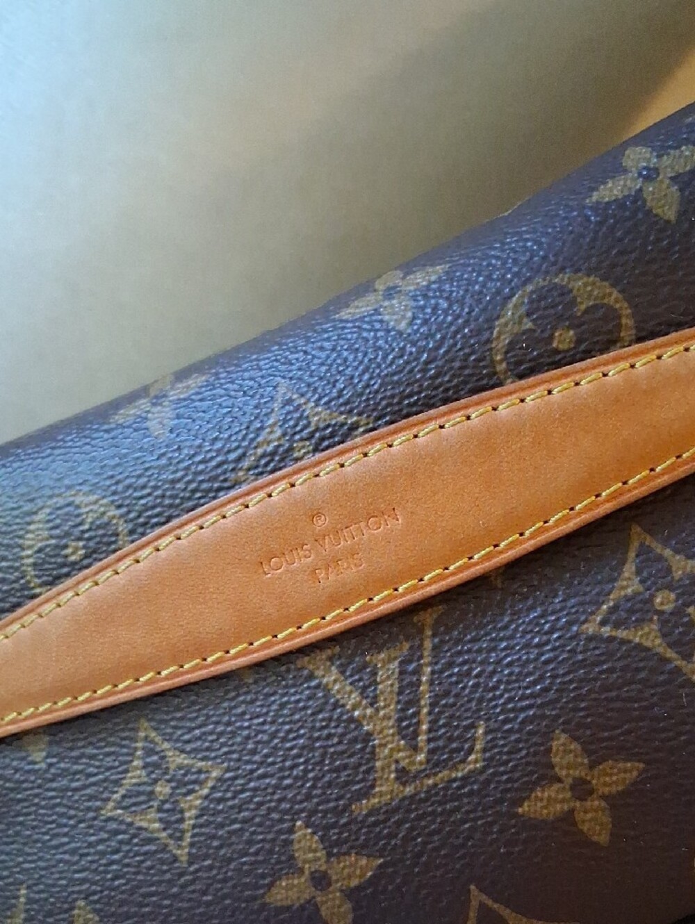 Authentic Louis Vuitton Brown Monogram Crossbody Sling Bum Bag with Tan Strap - Picture 6 of 17